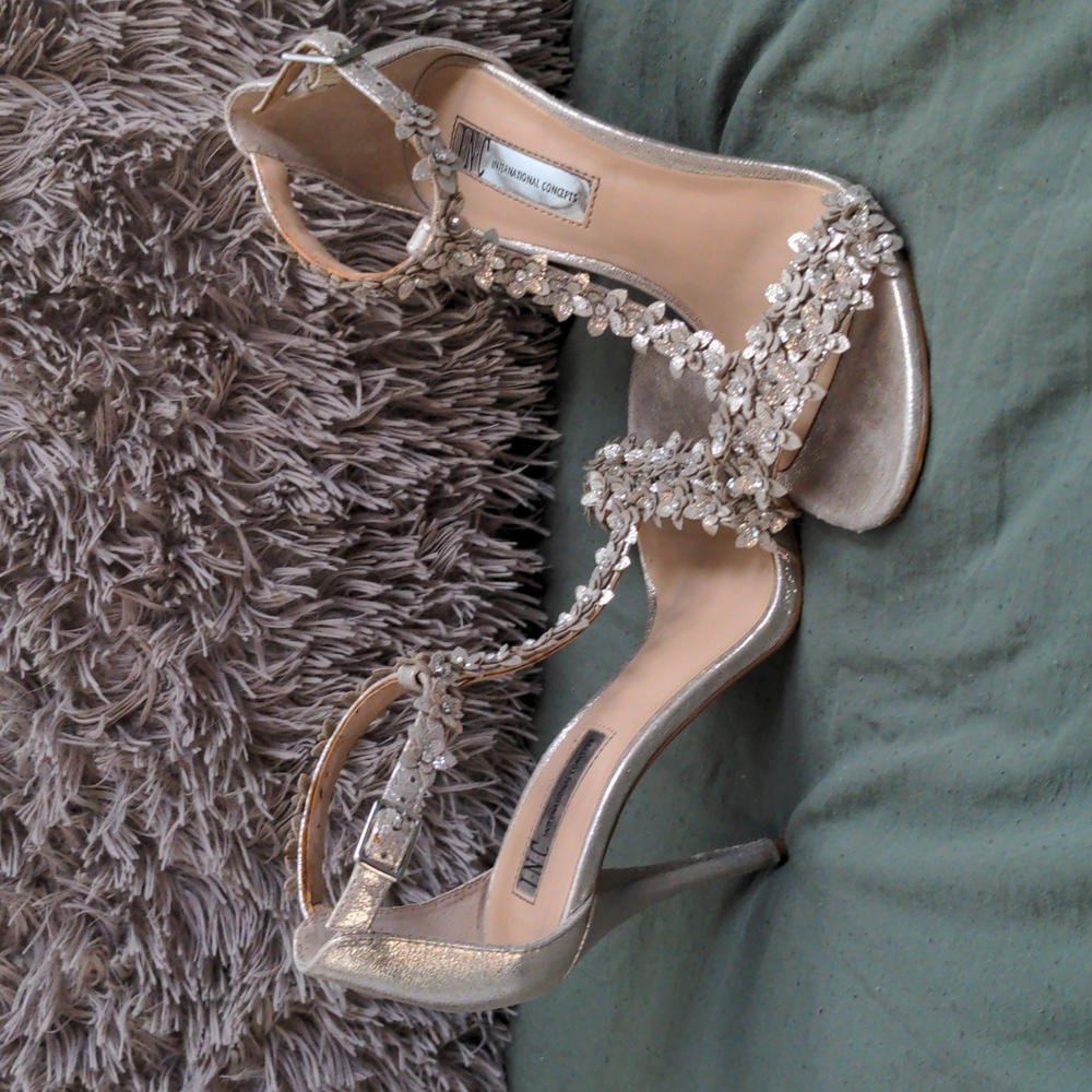 Champagne floral heels
